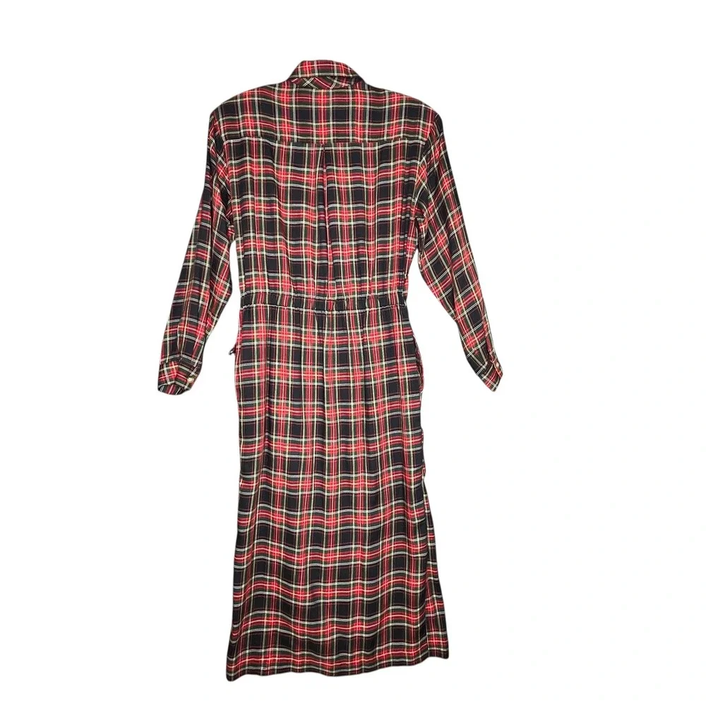 Talbots Vintage Tartan Plaid Wrap Shirt Dress Size 8 Holidays Academia Classic - Picture 2 of 16